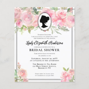 Budget chique roze bloemen Regency Era Vrijgezelle