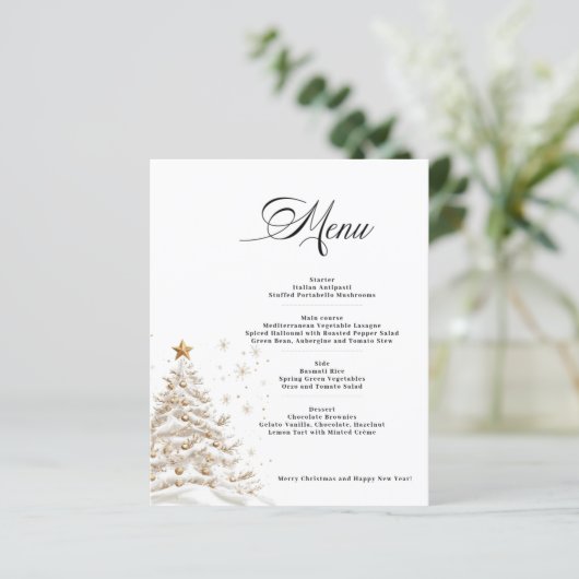 Budget Christmas Tree Menu Card Paper Sheet (Debout devant)