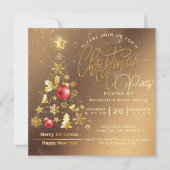 Budget Christmas Tree Party Goud Kaart (Voorkant)