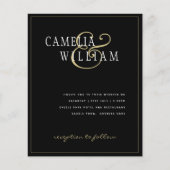 BUDGET Classic Black Gold White Weduwen Invite (Voorkant)