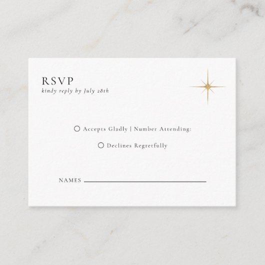 BUDGET Classic Celestial Gouden Sterren Bruiloft R Informatiekaartje (Voorkant)