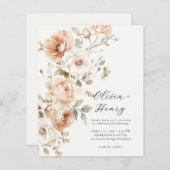 Budget Classic Elegant Floral Wedding Invitation (Voorkant / Achterkant)