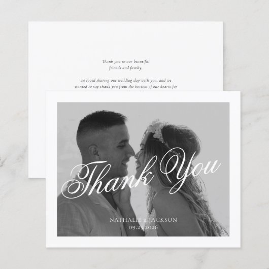 BUDGET Classic Elegant Script Photo Wedding (Voorkant / Achterkant)