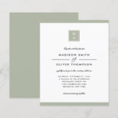 BUDGET Classic Elegante Sage Groene Monogram Bruil (Voorkant / Achterkant)