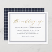 Budget Classy Nautical Navy & Gold Script Wedding (Voorkant / Achterkant)