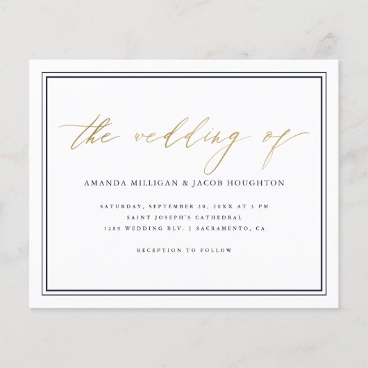 Budget Classy Nautical Navy & Gold Script Wedding (Voorkant)