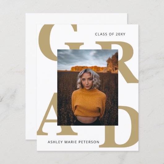 Budget Classy Photo Afstuderen Invitation (Voorkant / Achterkant)