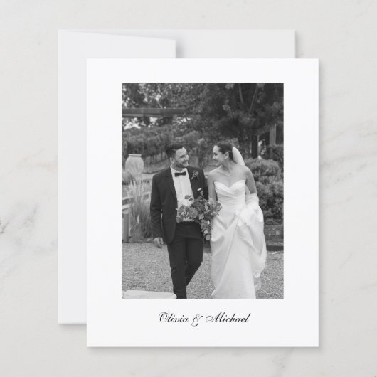 Budget Classy Script Photo Wedding Thank You (Achterkant)