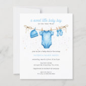 Budget Clothesline Blue Boy Baby Shower invitation (Voorkant)