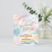 Budget Cloud 9 Gold Stars Waterverf Baby shower (Staand voorkant)