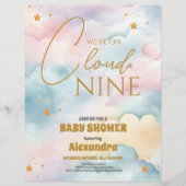 Budget Cloud 9 Gold Stars Waterverf Baby shower Flyer (Voorkant)
