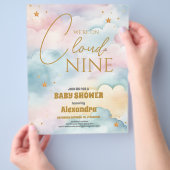 Budget Cloud 9 Gold Stars Waterverf Baby shower Flyer (Hand)