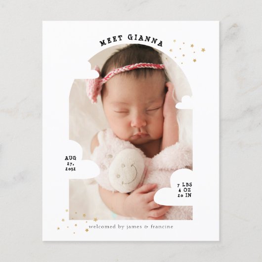 BUDGET Cloud Arch Fotocollage Bedankt Geboorte (Voorkant)