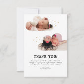 BUDGET Cloud Arch Fotocollage Bedankt Geboorte Notitiekaartje (Achterkant)