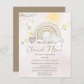 Budget Cloud Nine Boho Baby Shower Invitation (Voorkant / Achterkant)