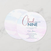 Budget Cloud Nine Modern Blauw Roze Vrijgezellenfe Kaart (Voorkant / Achterkant)