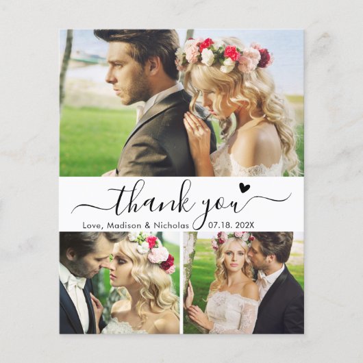 Budget Collage Bruiloft Dank u Hart Script Flyer (Voorkant)