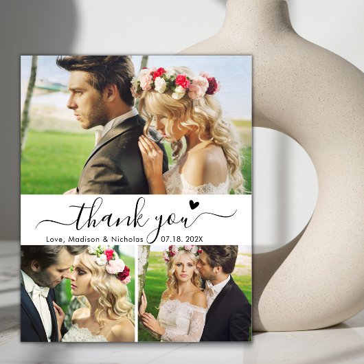 Budget Collage Bruiloft Dank u Hart Script Flyer