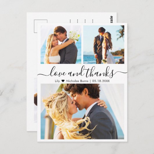 Budget Collage Love en Bedankt Weddenschap Dank u Briefkaart (Voorkant / Achterkant)