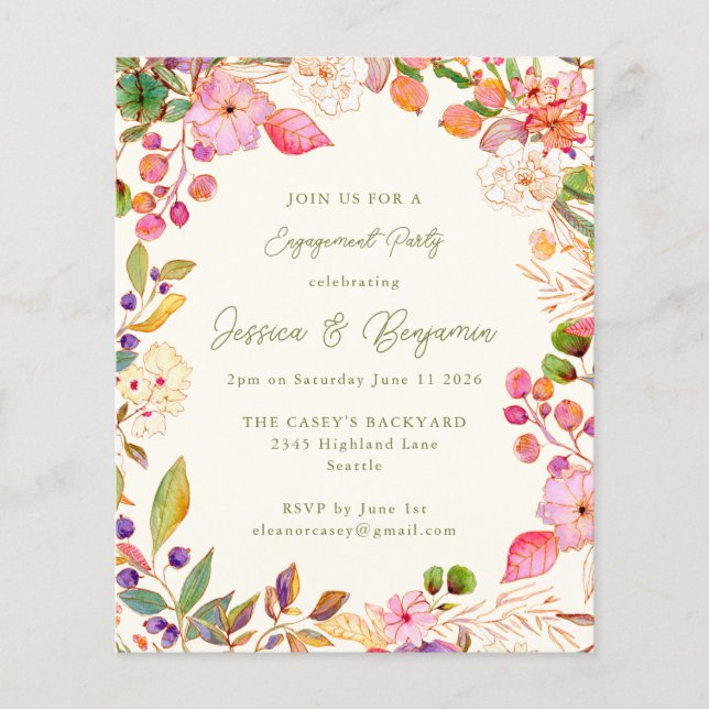 Budget Colorful Floral Engagement Party (Voorkant)