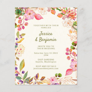 Budget Colorful Waterverf Floral Wedding Invite