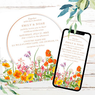 Budget Colorful Wild Flowers Country Boho Wedding Kaart