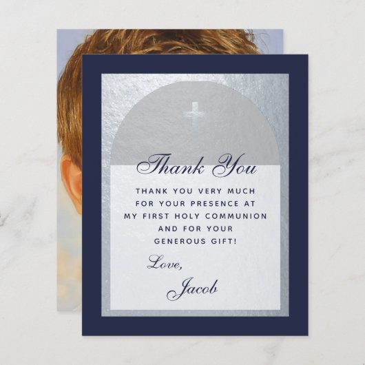 Budget Communion Marine Blue Silver Carte de remer (Devant / Derrière)