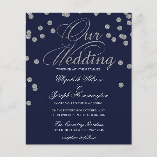 Budget Confetti Navy Silver Wedding (Voorkant)