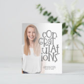 Budget Congrats Foto Gray Afstuderen Aankondiging (Staand voorkant)