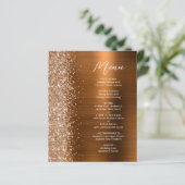 Budget Copper Glam Glitter Wedding Menu (Staand voorkant)