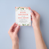 Budget Coral Floral Baby shower Flyer (Hand)