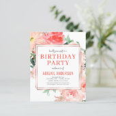 Budget Coral Floral Birthday (Staand voorkant)