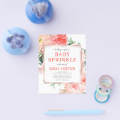 Budget Coral Floral Peach Baby Sprinkle Flyer (Enkel)