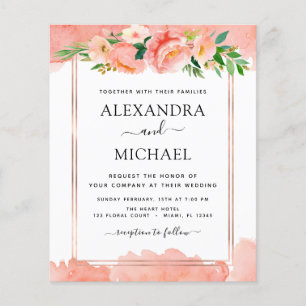 Budget Coral Peach Floral Wedding