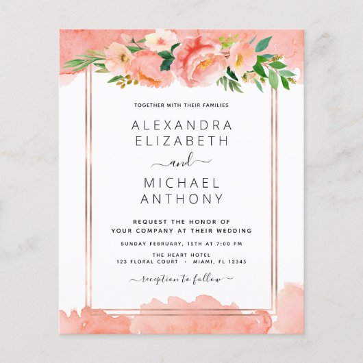 Budget Coral Peach Floral Wedding (Voorkant)