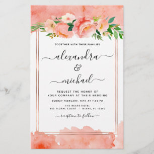 Budget Coral Peach Floral Wedding