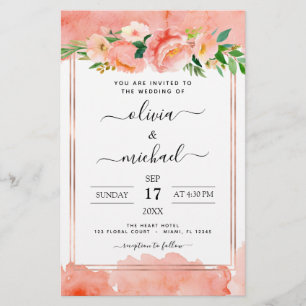 Budget Coral Peach Floral Wedding