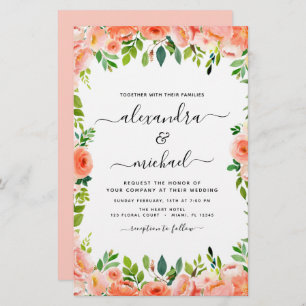 Budget Coral Peach Floral Wedding