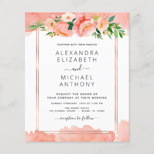 Budget Coral Peach Floral Wedding Flyer