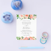 Budget Coral Peach Foto Floral Wedding Flyer (Enkel)