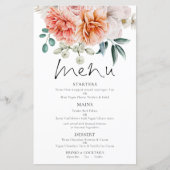 Budget Coral Peonies Florales Mariage Menu (Devant)