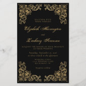 Budget  Corners Black Gold Wedding Invite (Voorkant)