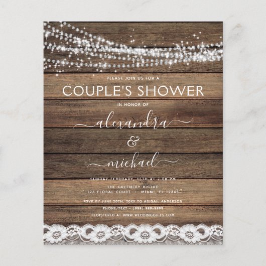 Budget Couple's Shower Rustic Farmhouse Flyer (Voorkant)