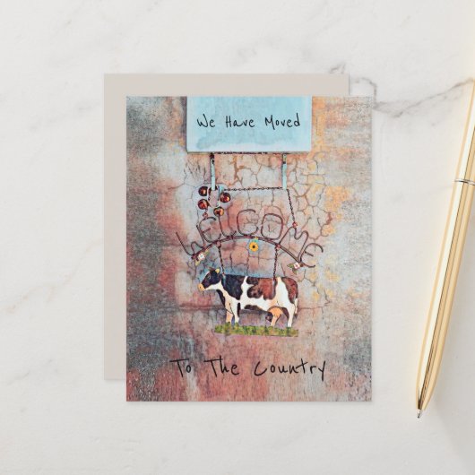 Budget Cow Rustic Country Western Farm Carte de dé (Devant/Arrière en situation)