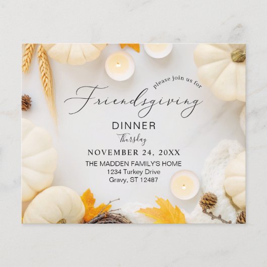 Budget Cozy Friendsgiving Pumpkin Dinner Flyer (Voorkant)