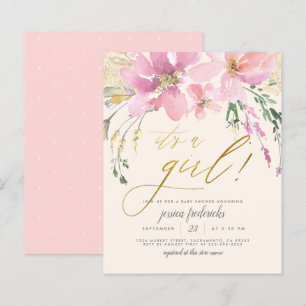 Budget Cream Blush & Gold Girl Floral Baby shower