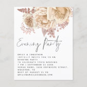 BUDGET Cream Florals Wedding Evening Party uitnodi (Voorkant)