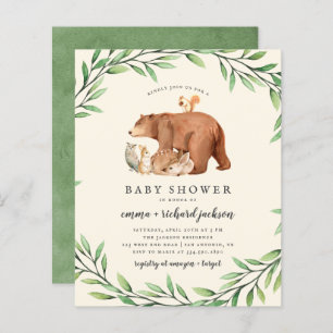 Budget Cream Greenery Forest Animals Baby shower