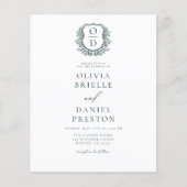 Budget Crest Monogram Huwelijk QR Code Uitnodiging Flyer (Voorkant)