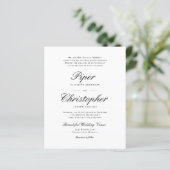 Budget Cursive Script Black Wedding Invitation (Staand voorkant)